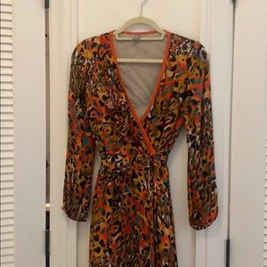 Midi Anthropologie patterned wrap dress